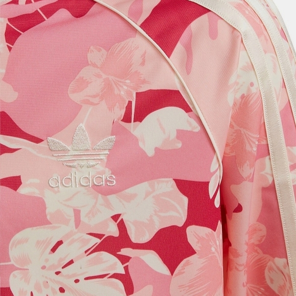 Adidas x Farm Rio Youth Girls L Red  Pink Floral Stripe Trefoil Zip Track Jacket - Picture 3 of 14